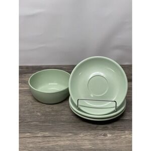 Vintage Boonton Ware Sage Green Melamine 3 Saucers‎ + Bowl MCM USA
